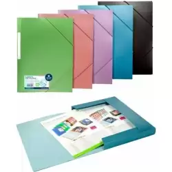 (20180125) CARCHIVO CARPETA METAL TRES SOLAPAS GOMAS A4 POLIPROPILENO ROSA METALIZADO