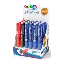 (43044) CARIOCA BOLÍGRAFO TINTA BORRABLE OPPS RETRÁCTIL 0.7MM COLORES SURTIDOS EXPOSITOR 24 UD
