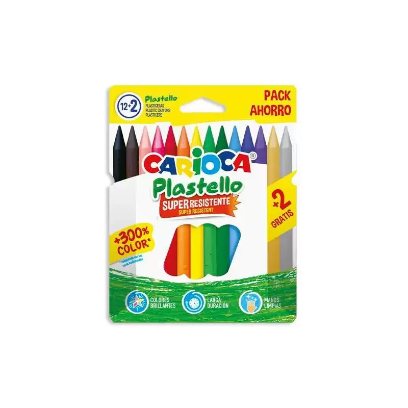 (42712) CARIOCA PLASTICERAS RESISTENTES PLASTELLO C/SURTIDOS ESTUCHE 12+2 UD GRATIS