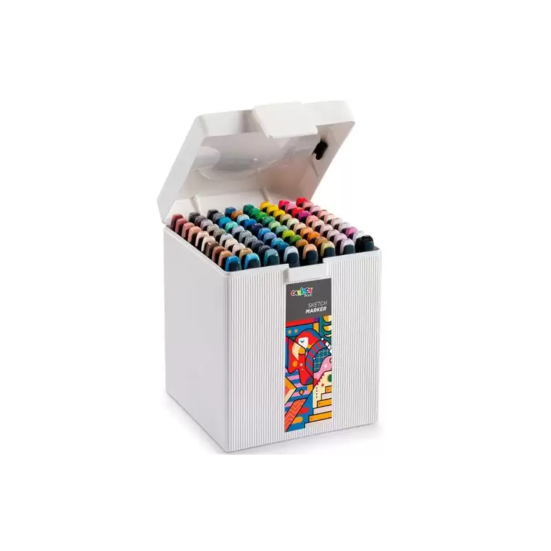 (45243) CARIOCA PLUS SKETCH MARKER DOBLE PUNTA CINCEL/PINCEL COLORES SURTIDOS CAJA PREMIUM 80 UD