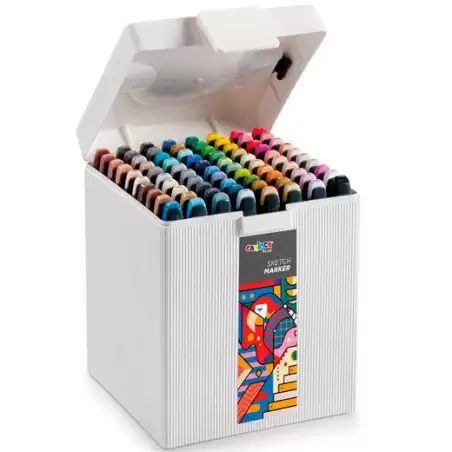 (45243) CARIOCA PLUS SKETCH MARKER DOBLE PUNTA CINCEL/PINCEL COLORES SURTIDOS CAJA PREMIUM 80 UD