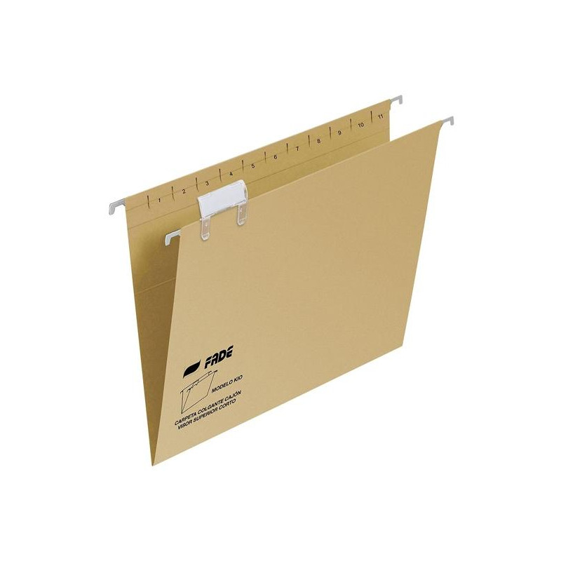 (400064831) FADE CARPETA COLGANTE FOLIO PROLONGADO VISOR SUPERIOR C/ETIQUETAS CARTULINA KRAFT ECO