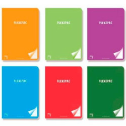 (20120) PACSA LIBRETA FLEXIPAC 48H A4 90GR PAUTA 2,5CM TAPAS PP PACK 6 UD COLORES SURTIDOS