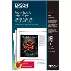 (C13S041061) EPSON PAPEL FOTOGRÁFICO PHOTO QUALITY A4 102GR INKJET PAQUETE 100H BLANCO