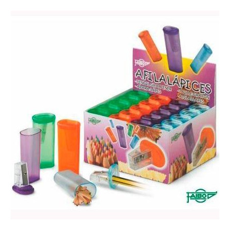 (2101) FAIBO AFILALÁPICES CON DEPÓSITO PARA LÁPICES FINOS C/SURTIDOS EXPOSITOR 20 UD