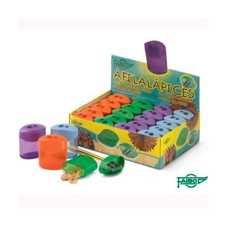 (2102) FAIBO AFILALÁPICES CON DEPÓSITO DOBLE USO PAR LÁPICES FINOS Y GRUESOS C/SURTIDOS EXPOSITOR 20 UD