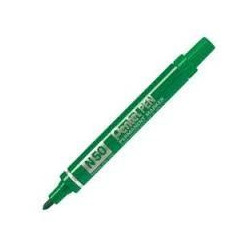 (N50-DE) PENTEL PEN N50-BE MARCADOR PERMANENTE CUERPO ALUMINIO VERDE Y PUNTA MEDIA CONICA -12U-