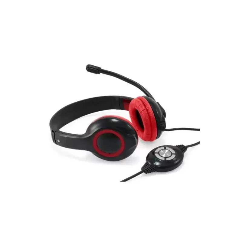 (CCHATSTARU2R) CONCEPTRONIC AURICULARES BIAURAL ESTEREO MICRÓFONO FLEXIBLE C/ CABLE USB ROJO