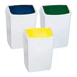 (24260AM) DENOX PAPELERA TAPA BASCULANTE 55L AMARILLO