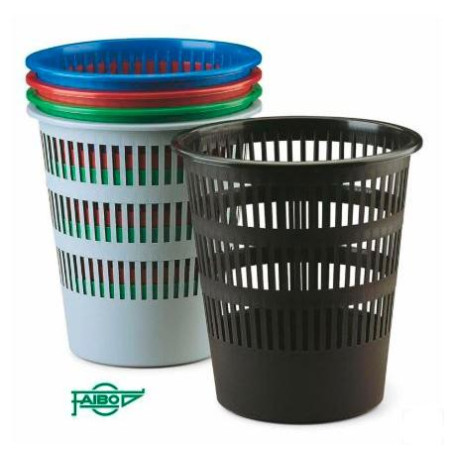 (307-00) FAIBO PAPELERA DE PLÁSTICO EN POLIPROPILENO 12 L REJILLA 295X275 MM SURTIDOS SERIE 307 -9U-