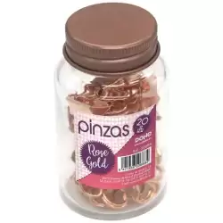 (50688) DOHE PINZAS METÁLICAS 19MM ROSE GOLDEN BOTE DE CRISTAL CON TAPA 20 UD