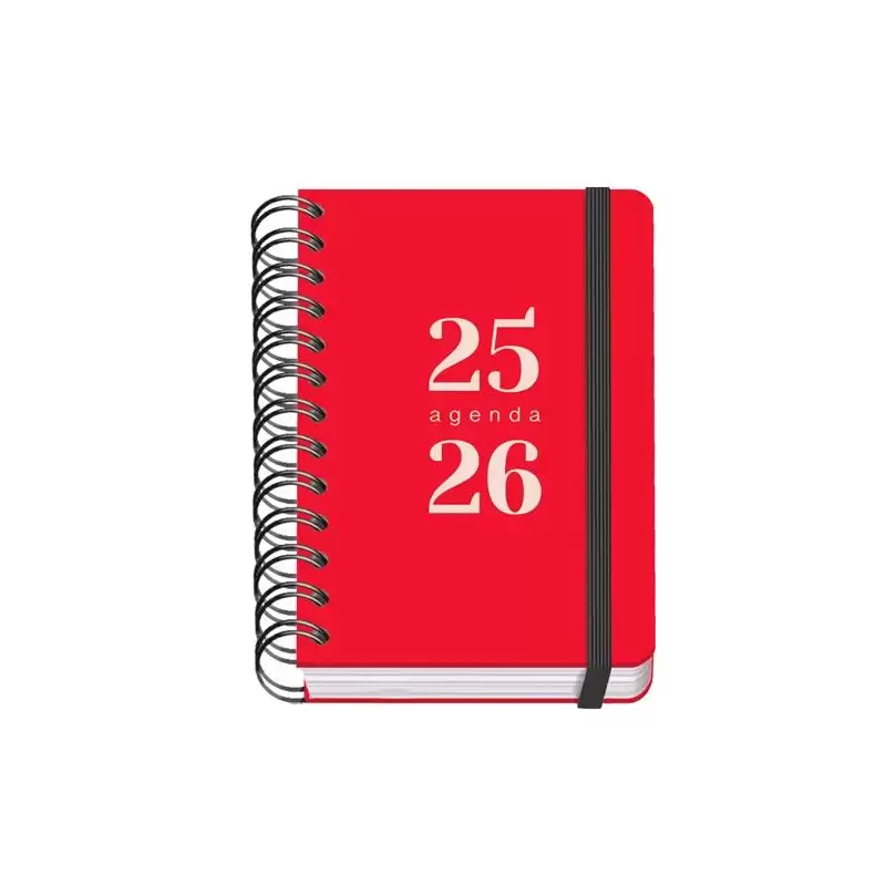 (51782) DOHE AGENDA ESCOLAR GRAMMAR A6 ESPIRAL DOBLE DP TAPA PP ROJO 2025-2026