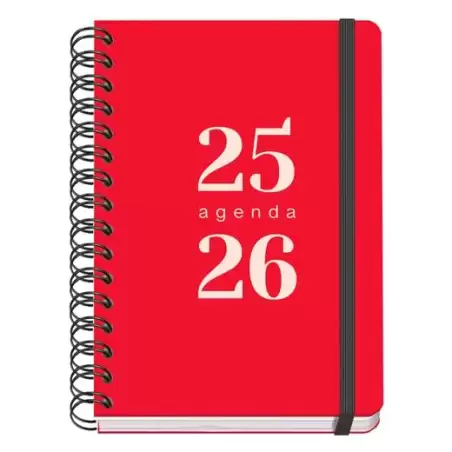 (52031) DOHE AGENDA ESCOLAR GRAMMAR A5 ESPIRAL DOBLE DP TAPA PP ROJO 2025-2026