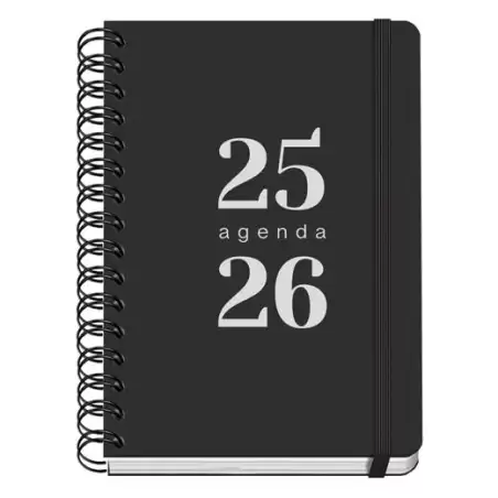 (52033) DOHE AGENDA ESCOLAR GRAMMAR A5 ESPIRAL DOBLE DP TAPA PP NEGRO 2025-2026