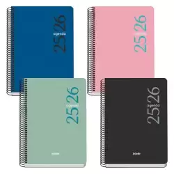 (52083) DOHE AGENDA ESCOLAR ESENCIAL A5 ESPIRAL SV TAPA PP COLORES SURTIDOS 2025-2026