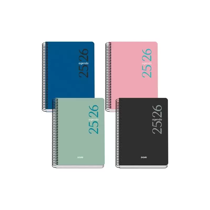 (52083) DOHE AGENDA ESCOLAR ESENCIAL A5 ESPIRAL SV TAPA PP COLORES SURTIDOS 2025-2026