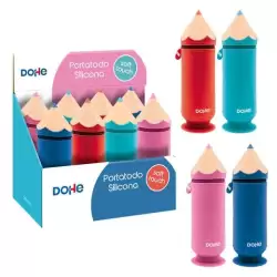(51960) DOHE PORTATODO FORMA DE LÁPIZ DE SILICONA COLORES SURTIDOS EXPOSITOR 8 UD