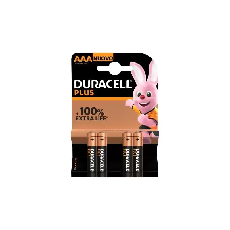 (LR03AAA) DURACELL PILAS PLUS LR03 ALCALINAS AAA 1.5V -PACK 4U-