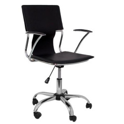 (214NE) PIQUERAS Y CRESPO SILLA BOGARRA GIRATORIA BRAZOS/F CHASIS CROMADO TAPIZADO SIMILPIEL NEGRO