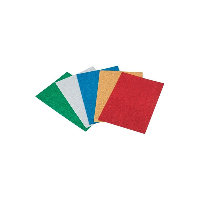 (1659-00) FAIBO GOMA EVA 40X60CM GROSOR 2MM PURPURINA COLORES SURTIDOS BOLSA 5 UD