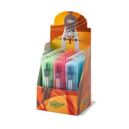 (226EXP) FAIBO COMPÁS 133MM EN ESTUCHE DE PLÁSTICO -COLORES SURTIDOS-