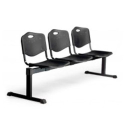 (B3PINE) PIQUERAS Y CRESPO BANCADA ISO 3 PLAZAS ASIENTO Y RESPALDO PVC NEGRO