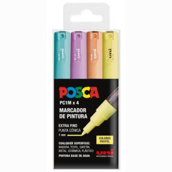 (182634849) POSCA MARCADOR  PC-1M/4C NO PERMANENTE PUNTA FINA 0.7-1MM COLORES SURTIDOS PASTEL -4U-
