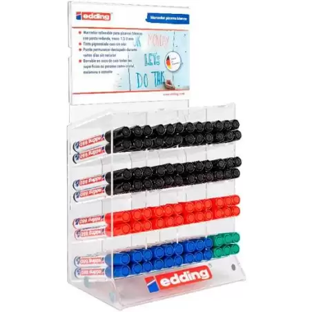 (4-70660) EDDING MARCADOR PIZARRA BLANCA E-660 GAMA COLORES BÁSICOS SURTIDOS EXPOSITOR 96 UD