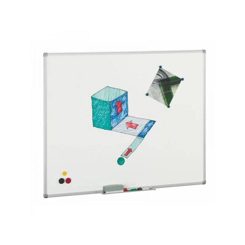 (1011-5) FAIBO PIZARRA BLANCA ACERO VITRIFICADA APTA PARA IMANES MARCO DE ALUMINIO 122X200CM