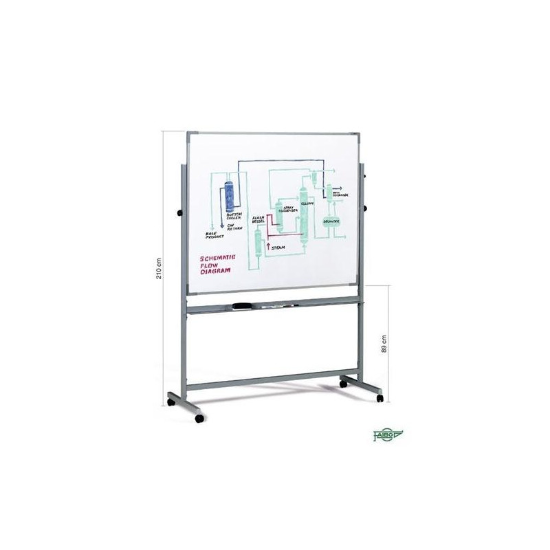 (11/11-5) FAIBO PIZARRA BLANCA ESTRATIFICADA LAS DOS SUPERFICIES VOLTEABLE MARCO DE ALUMINIO CON CAJETÍN 122X200CM (CON SOPORTE)