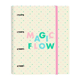 (512355666) SAFTA CARPETA DE ANILLAS 4X35MM C/RECAMBIO 100H A4 T/DURAS CIERRE C/GOMA GLOWLAB "MAGIC FLOW"