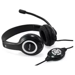 (245301) EQUIP AURICULARES C/ DIADEMA C/ CABLE MICROFONO BIAURAL PLÁSTICO NEGRO