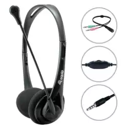 (245302) EQUIP AURICULARES ESTÉREO JACK 3.5MM ULTRALIGEROS CON MICRÓFONO FLEXIBLE AJUSTABLE NEGRO