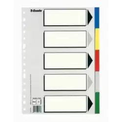 (11609) ESSELTE SEPARADORES 5 POSICIONES FOLIO PP COLORES CON CARÁTULA ÍNDICE CARTÓN BLANCO / NEGRO