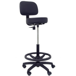 (T01CLSPNE) PIQUERAS Y CRESPO TABURETE LLANOS GIRATORIO REGULABLE CON ARO REPOSAPIÉS TAPIZADO SIMILPIEL NEGRO