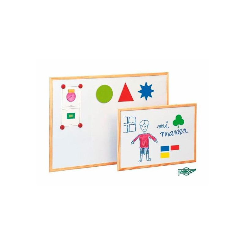 (702-3) FAIBO PIZARRA METÁLICA BLANCA ECONÓMICA MAGNETICA 60X90CM MARCO DE MADERA