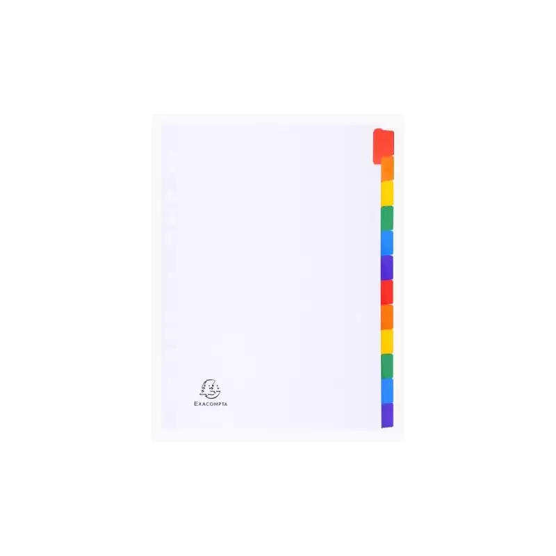 (2312E) EXACOMPTA SEPARADORES CARTULINA BLANCA 160GR 12 POSICIONES A4 PESTAÑAS COLORES
