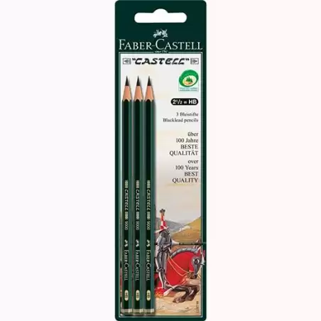 (110798) FABER CASTELL LÁPIZ DE GRAFITO 9000 HB BLISTER 3 UD