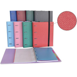 (1730040E) SENFORT CARPETA ANILLAS 4X30MM RINGBOOK C/RECAMBIO 120H A4 C/GOMA 4 SEPARADORES FORRADO COTTON C/SURTIDOS
