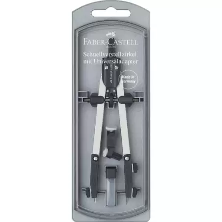 (174035) FABER CASTELL COMPÁS ARTICULADO DE AJUSTE RÁPIDO ADAPTADOR UNIVERSAL 17CM + ACCESORIOS