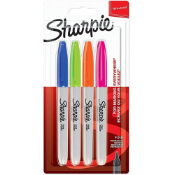 (2065403) SHARPIE MARCADOR PERMANENTE FINE PUNTA REDONDA 0.9MM C/SURTIDOS NEÓN BLÍSTER 4 UD