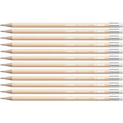 (4908/04-HB) STABILO SWANO LAPIZ GRAFITO CON GOMA PASTEL MELOCOTÓN -12U-