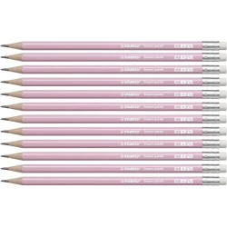 (4908/05-HB) STABILO SWANO LAPIZ GRAFITO CON GOMA PASTEL ROSA -12U-