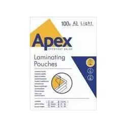 (6001901) FELLOWES FUNDAS DE PLASTIFICAR APEX 80 MICRAS A3 BRILLO PACK 100 UD