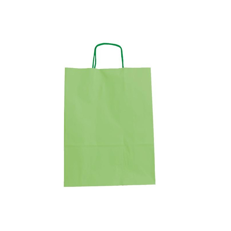 (27265VC) FAMA BOLSA DE ASA RETORCIDA 125GR 15X8X21CM PAPEL VERDE CLARO