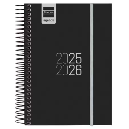 (633366026) FINOCAM AGENDA PARA ESTUDIANTES ESPIRAL E8 - 120X171MM 1DP NEGRO 2025-2026