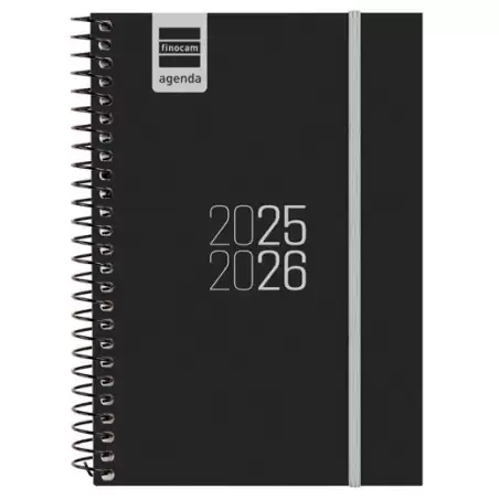 (633486026) FINOCAM AGENDA PARA ESTUDIANTES ESPIRAL E8 - 120X171MM SVH NEGRO 2025-2026