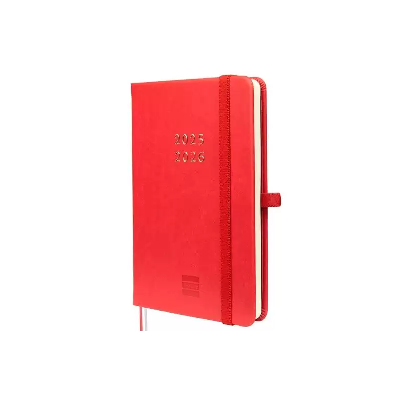 (636101326) FINOCAM AGENDA MÍNIMAL 18 MESES M3 SVH CIERRE C/GOMA TAPA DURA ROJO 2025-2026