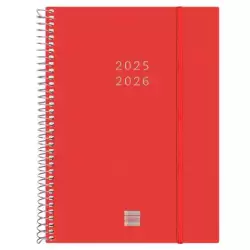 (636241326) FINOCAM AGENDA ESPIRAL 18 MESES E10 SVH CIERRE C/GOMA TAPA PP ROJO 2025-2026