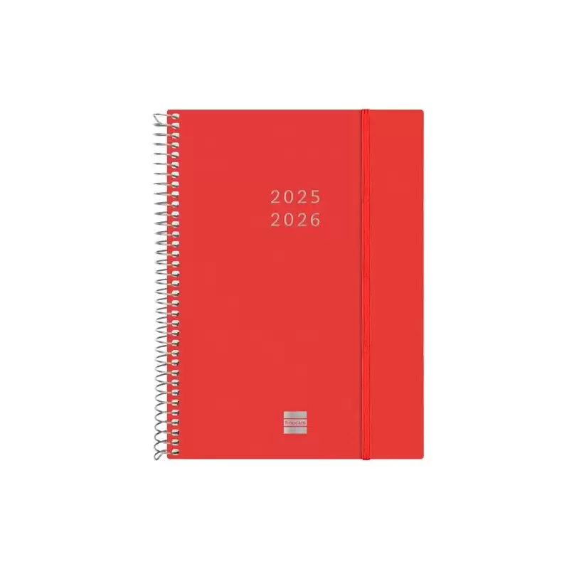 (636241326) FINOCAM AGENDA ESPIRAL 18 MESES E10 SVH CIERRE C/GOMA TAPA PP ROJO 2025-2026